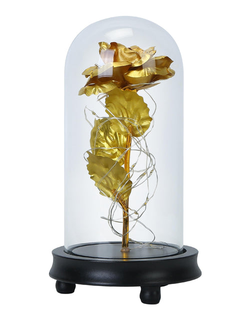 Load image into Gallery viewer, Foil Rose LED String Light Rose Fairy Lamp w/ Glass Dome For Valentines� Day Mother�s Day Wedding Birthday
