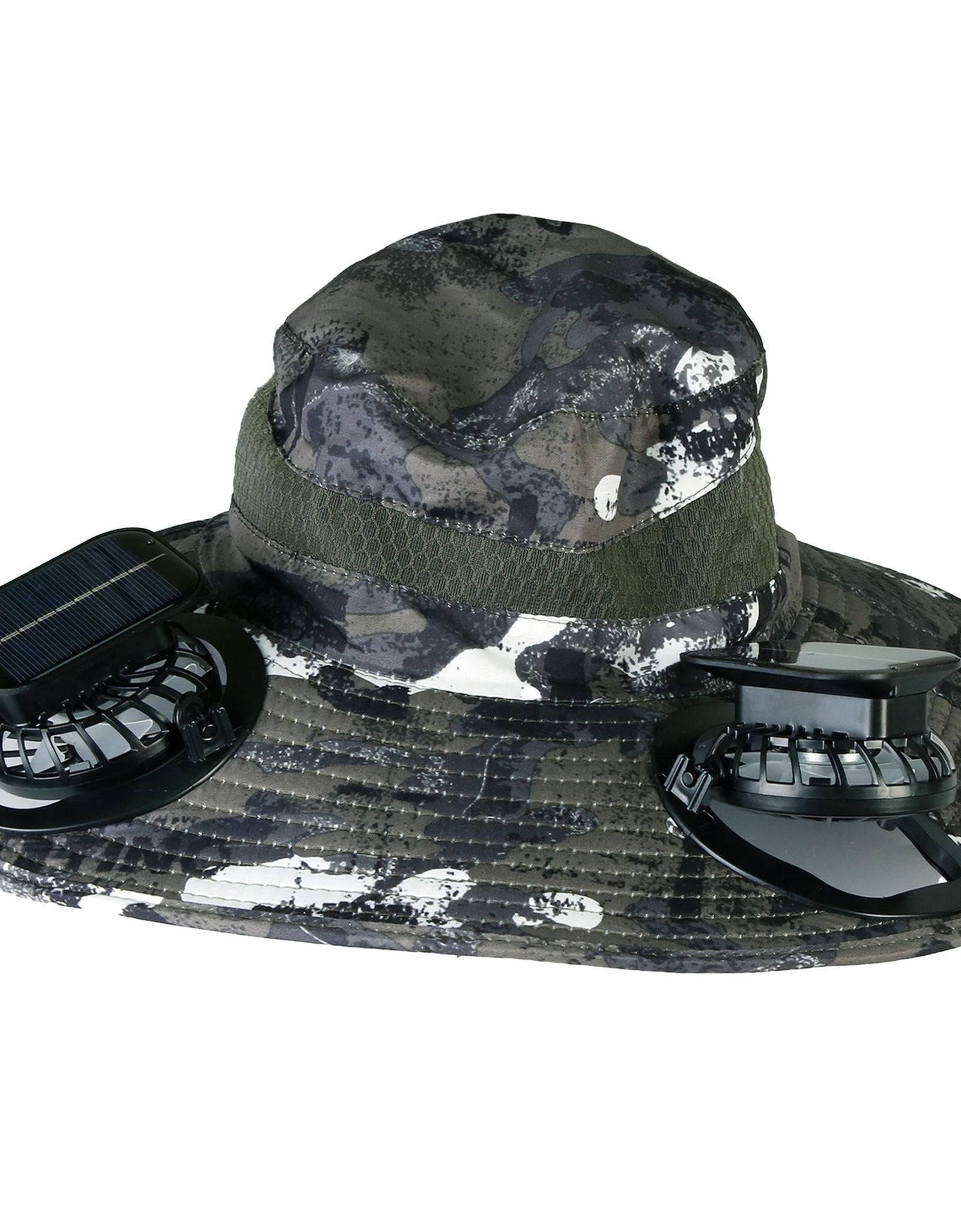 Outdoor Wide Brim Sun Hat With 2 Rechargeable Fans Solar Powered 3 Wind Speeds UPF50+ Breathable Waterproof Nylon Mesh Outdoor Hat For Hiking Camping