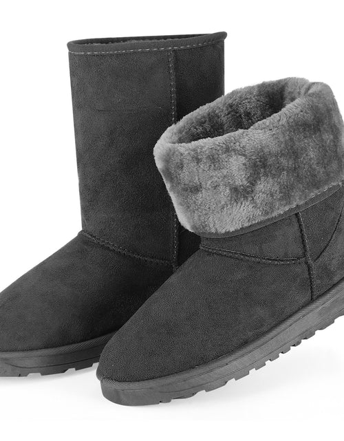 Load image into Gallery viewer, Women�s Waterproof Mid-Calf Snow Boots, Faux Suede, Fur-Lined, Warm &amp; Cozy
