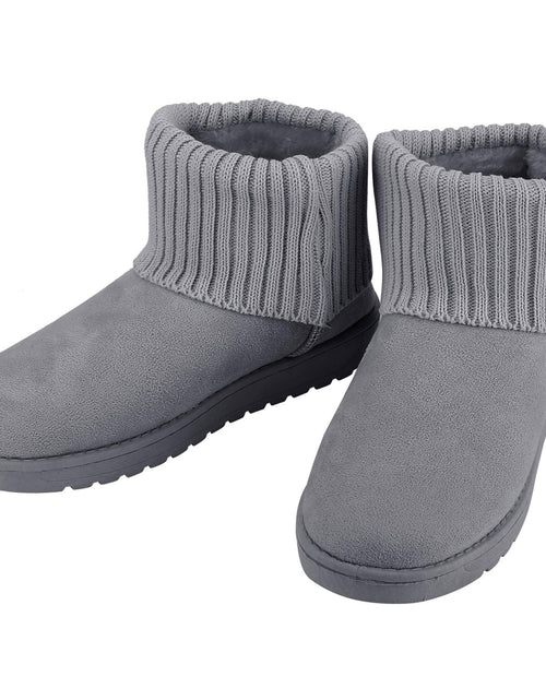 Load image into Gallery viewer, Women Lady Snow Boots Suede Mid-Calf Boot Shoe Short Plush Warm Lining Shoes w/ Anti-slip Rubber Base Knitting Design
