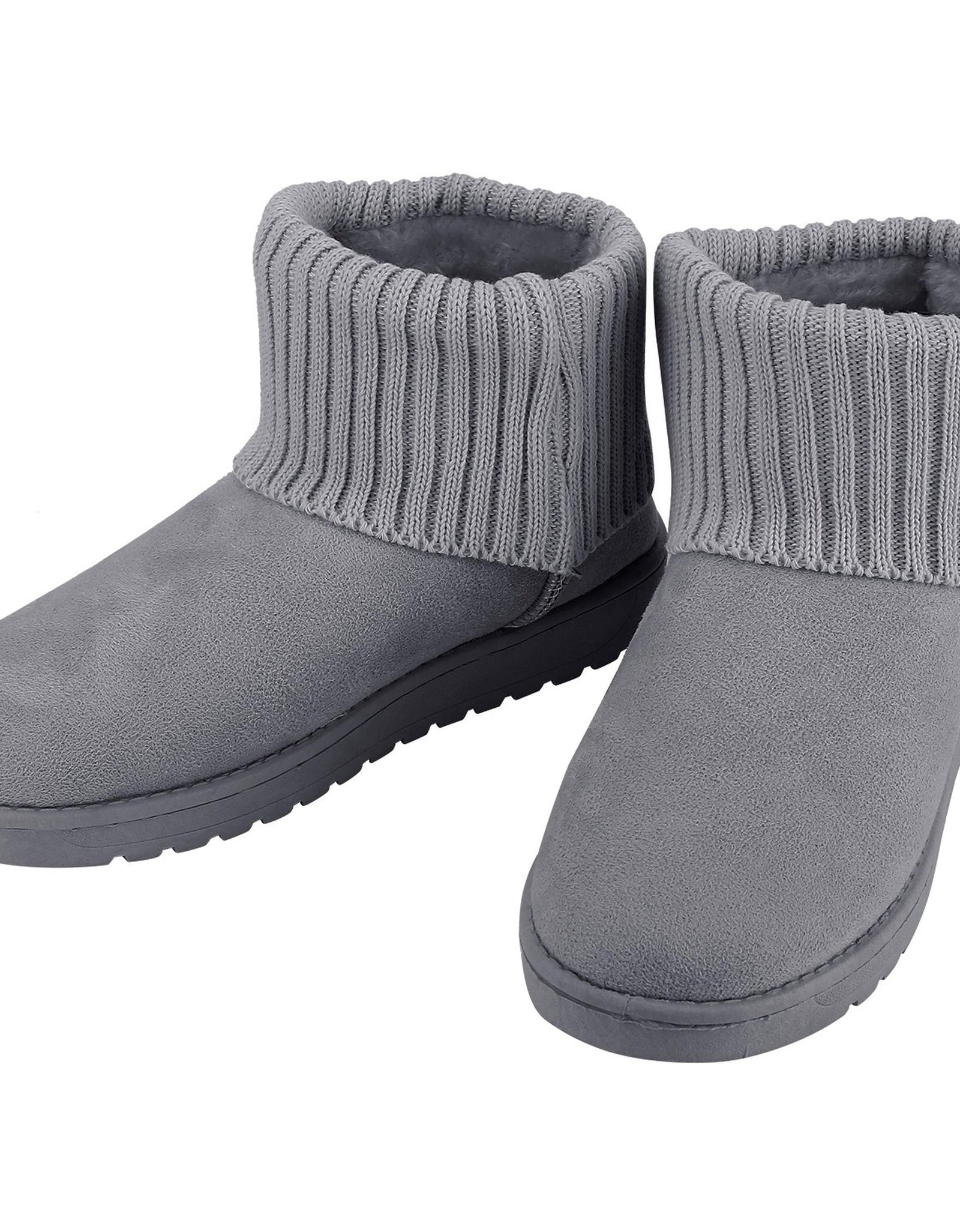 Women Lady Snow Boots Suede Mid-Calf Boot Shoe Short Plush Warm Lining Shoes w/ Anti-slip Rubber Base Knitting Design