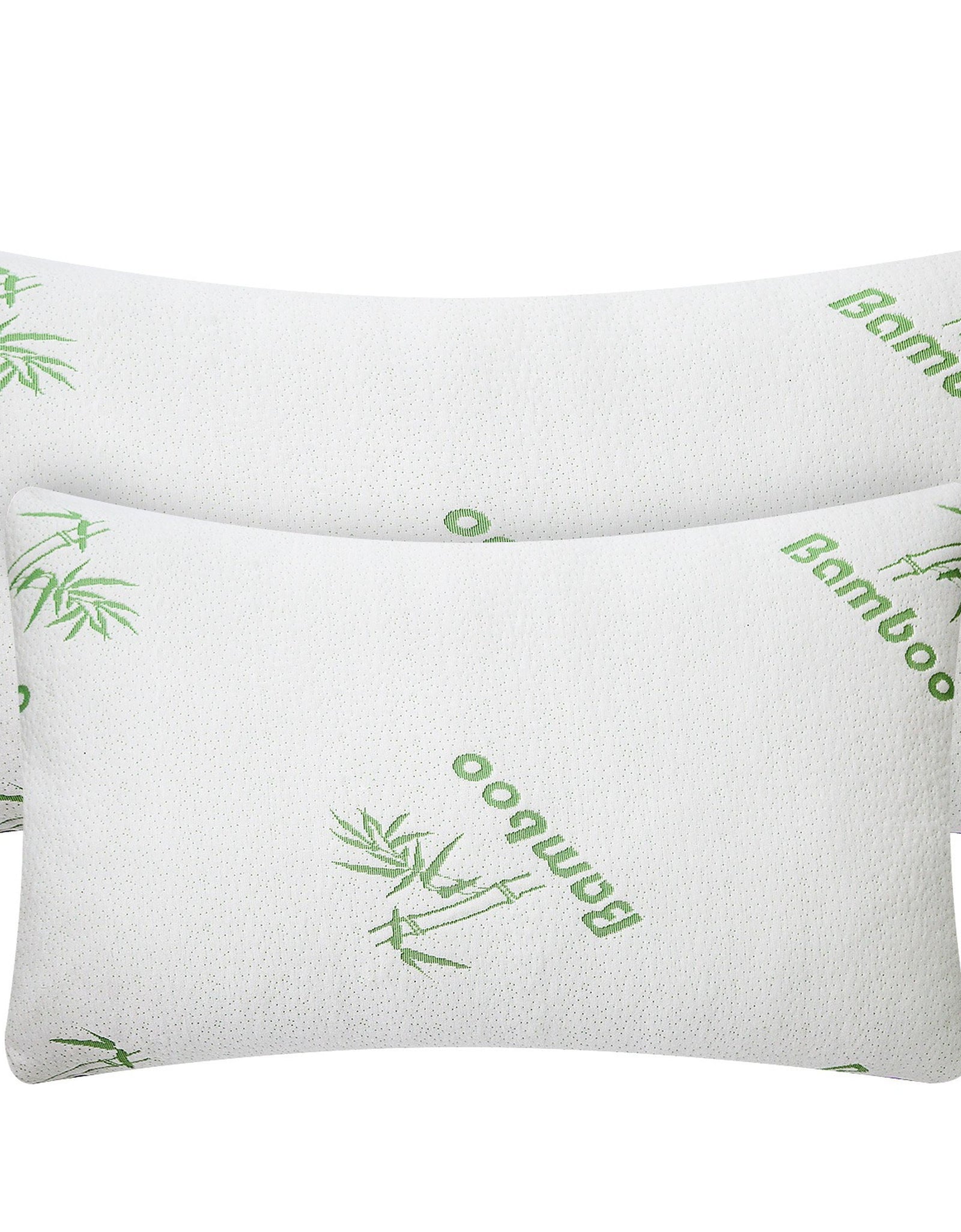 2Pcs Bamboo Memory Foam Pillow Hypoallergenic Bed Pillow For Head Neck Rest Sleeping Shredded Pillow Washable Cover Queen Size Pillow