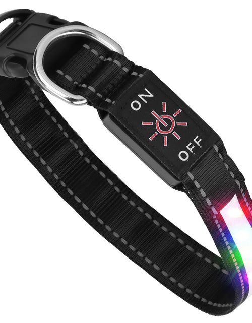 Load image into Gallery viewer, Light Up Dog Collar LED Dog Collar Safety Night Glowing Dog Collar with 9 Light Colors IPX7 Waterproof USB Rechargeable S/M/L
