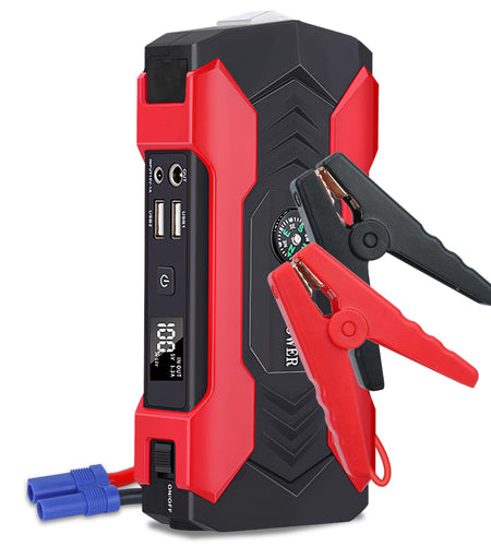 Car Jump Starter Booster 800A Peak 28000mAh 12V Battery Charger (Up to 6.0L Gas or 3.0L Diesel Engine) w/ LCD Screen 4 Modes LED Flashlight