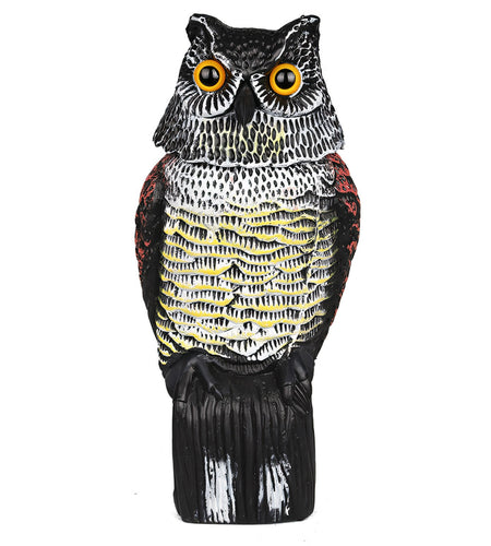 Lifelike Owl Decoy with 360 Degree Rotatable Head Scare Bird Squirrel Away Pest Repellent Bird Deterrent Outdoor Garden Yard Protector