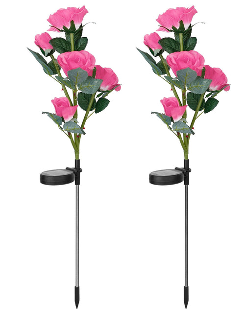 Load image into Gallery viewer, 2Pcs Solar Powered Lights Outdoor Rose Flower LED Decorative Lamp Water Resistant Pathway Stake Lights For Garden Patio Yard Walkway
