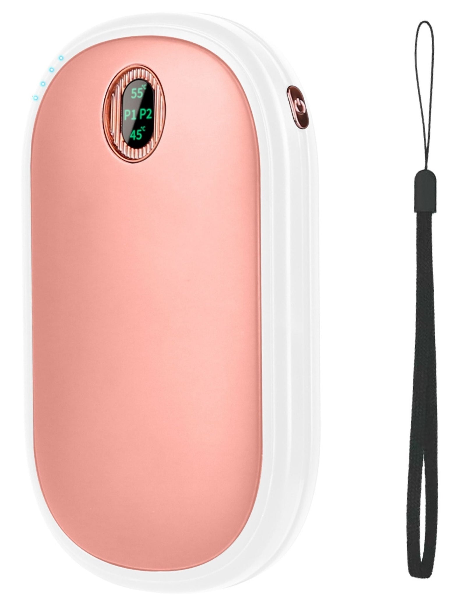 Pocket Warmer Power Bank, Rechargeable Hand Heater with Digital Display, 2 Heat Levels, Double-sided Heating.