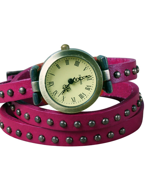 Load image into Gallery viewer, Fashionable Rivet Leather Belt Retro Watch Hand Chain-pink
