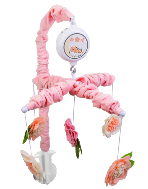 Load image into Gallery viewer, Musical Crib Mobile for Girls Baby Musical Crib Bed Bell Nursery Mobile with 12 Melodies 5 Flower Rattles 3 Modes Volume Adjustment Newborn Gift
