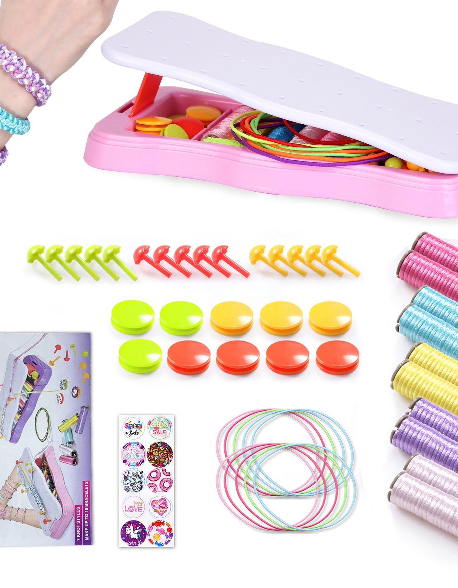 Bracelet Making Kit DIY Arts and Crafts Toys Kids Travel Activity Set Birthday Gifts For 6 7 8 9 10 11 12 Year Old Girls