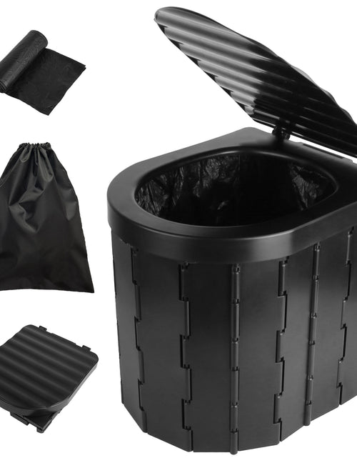 Load image into Gallery viewer, Foldable Emergency Toilet Portable Porta Potty for Car Travel Camping Boating Hiking Cleanable Travel Commode with Lid Carry Bag 1 Roll Garbage Bags
