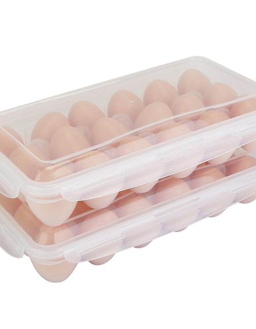 Load image into Gallery viewer, 2Pcs Plastic Egg Holder Stackable Egg Storage Box Egg Rack for Refrigerator 18 Cavity Per Container Dishwasher Safe
