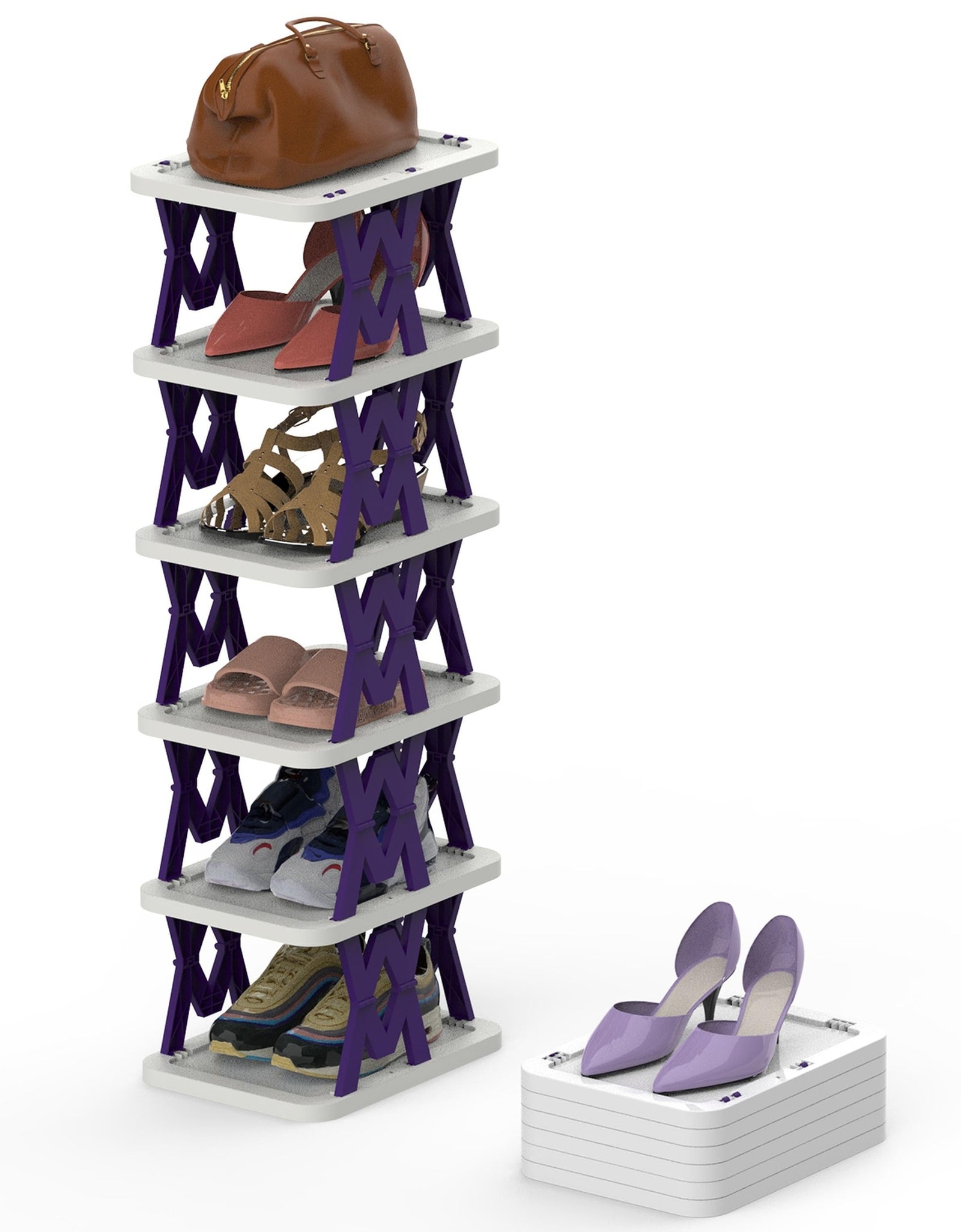 6-Tier Foldable Shoe Rack, Vertical Organizer, Narrow, Space Saving for Entryway/Bedroom