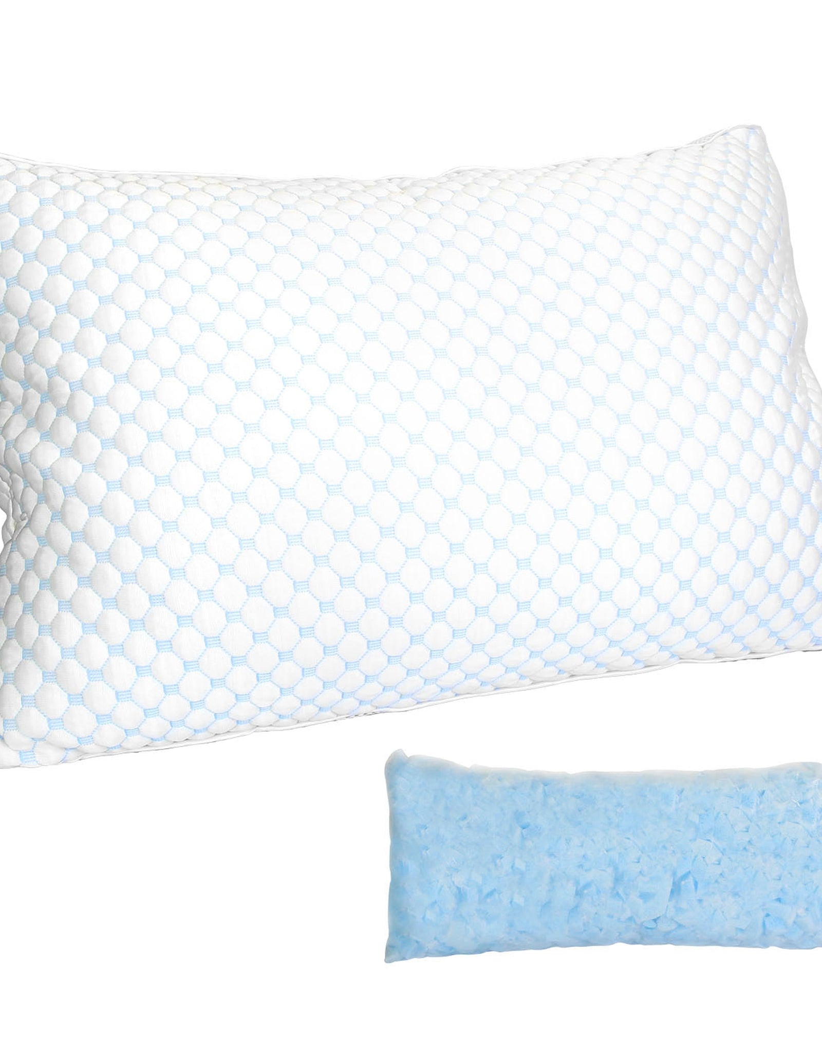 Shredded Memory Foam Pillow Adjustable Cool w/ Extra Filling & Washable Cover