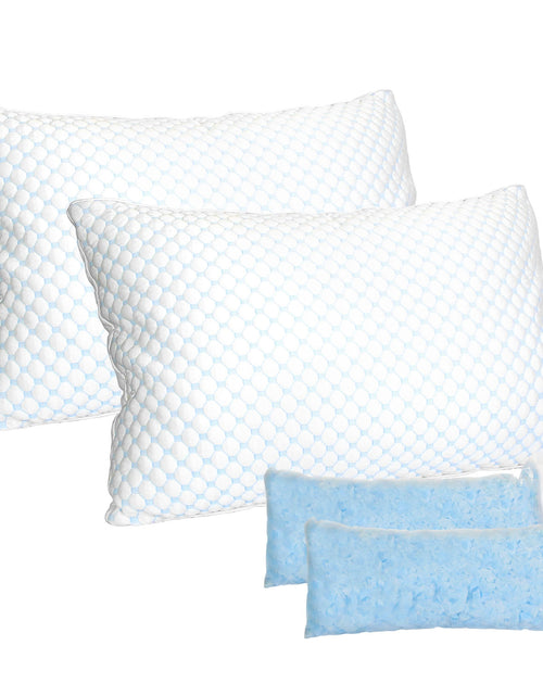 Load image into Gallery viewer, 2 Pack Shredded Memory Foam Pillows Adjustable w/ Extra Filling &amp; Washable Cover
