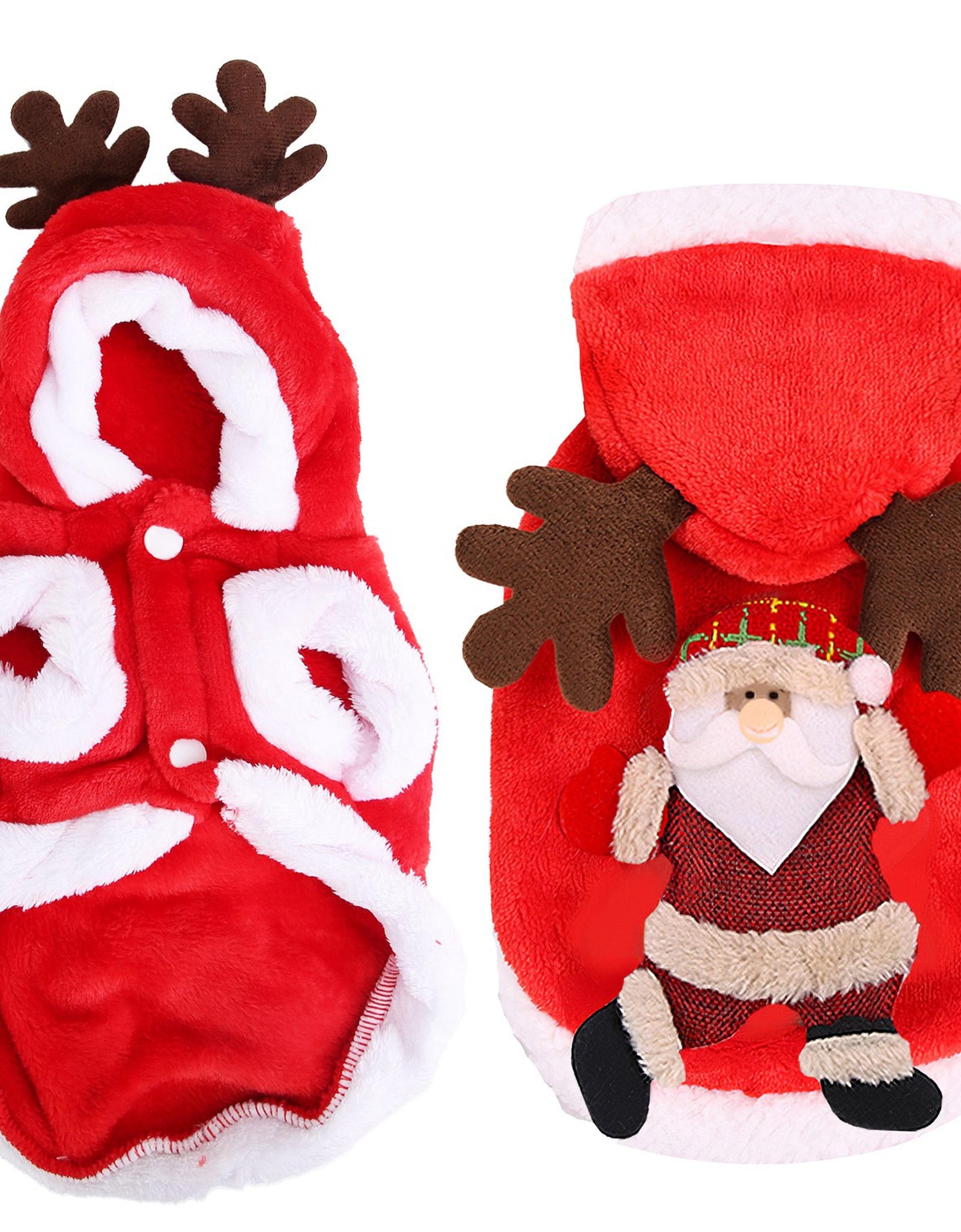 Pet Christmas Clothes Santa Claus Reindeer Antlers Costume Winter Outfit New Year Coat For Small Medium Dogs Cats Available in S/M/L/XL