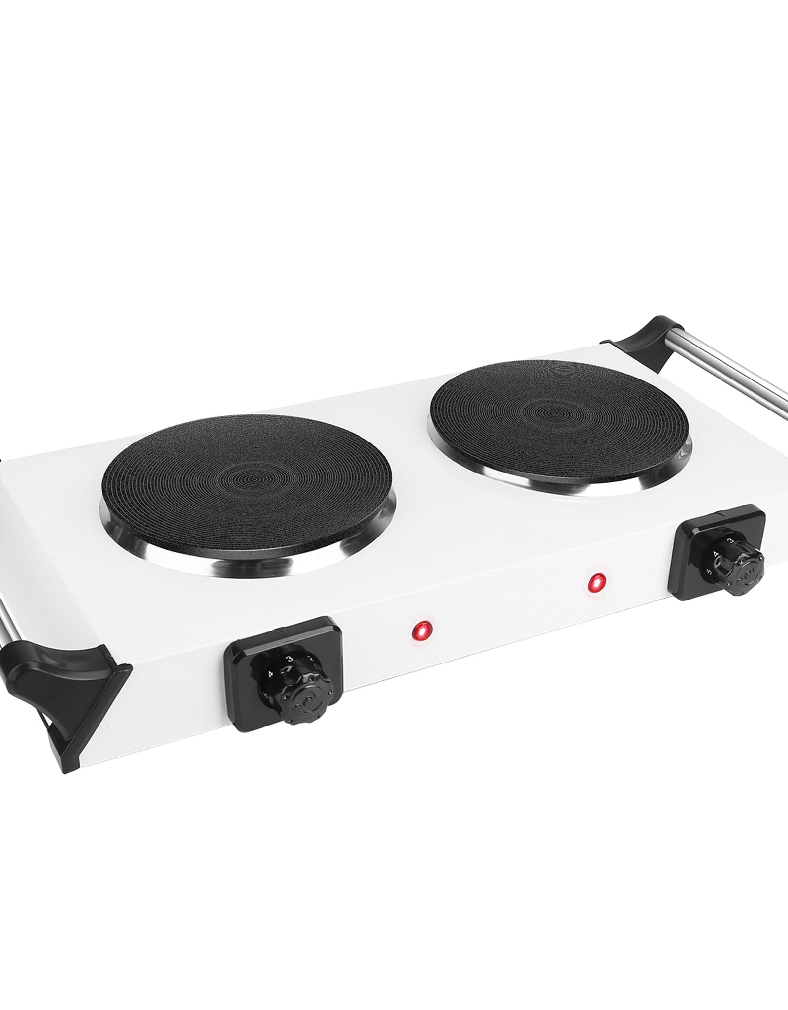 2000W Electric Dual Burner Portable Coil Heating Hot Plate Stove Countertop RV Hotplate with 5 Temperature Adjustments Portable Handles