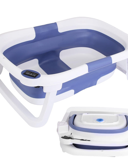 Load image into Gallery viewer, Baby Bath Tub with Thermometer Collapsible Travel-Friendly 0-24Months Baby Bathtub with Drain Hole For Newborn Infant Toddler Odorless Non-Toxic Folda
