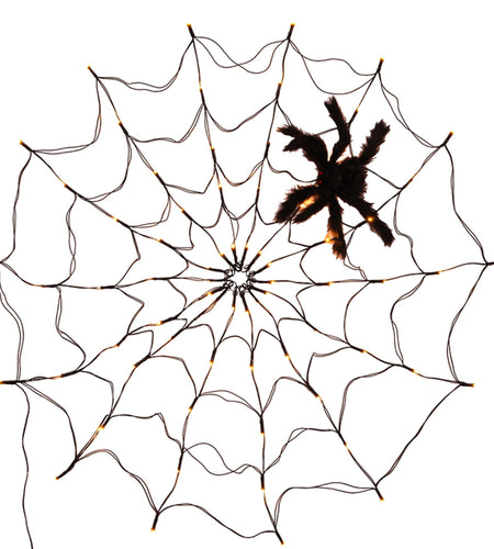 3.28FT Spider Web Light with Hairy Spider 70LED Battery Powered Remote Control 8 Lighting Modes Glowing Outdoor Indoor Wall Halloween Decoration
