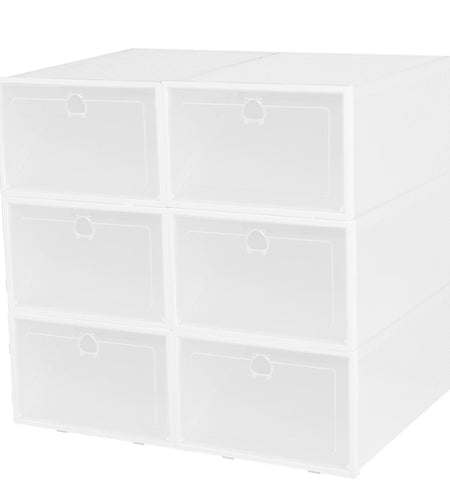 6Pcs Collapsible Shoe Box Stackable Shoe Storage Bin Transparent Dustproof PP Shoe Organizer Container