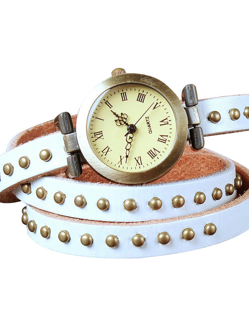 Load image into Gallery viewer, Fashionable Rivet Leather Belt Retro Watch Hand Chain-white
