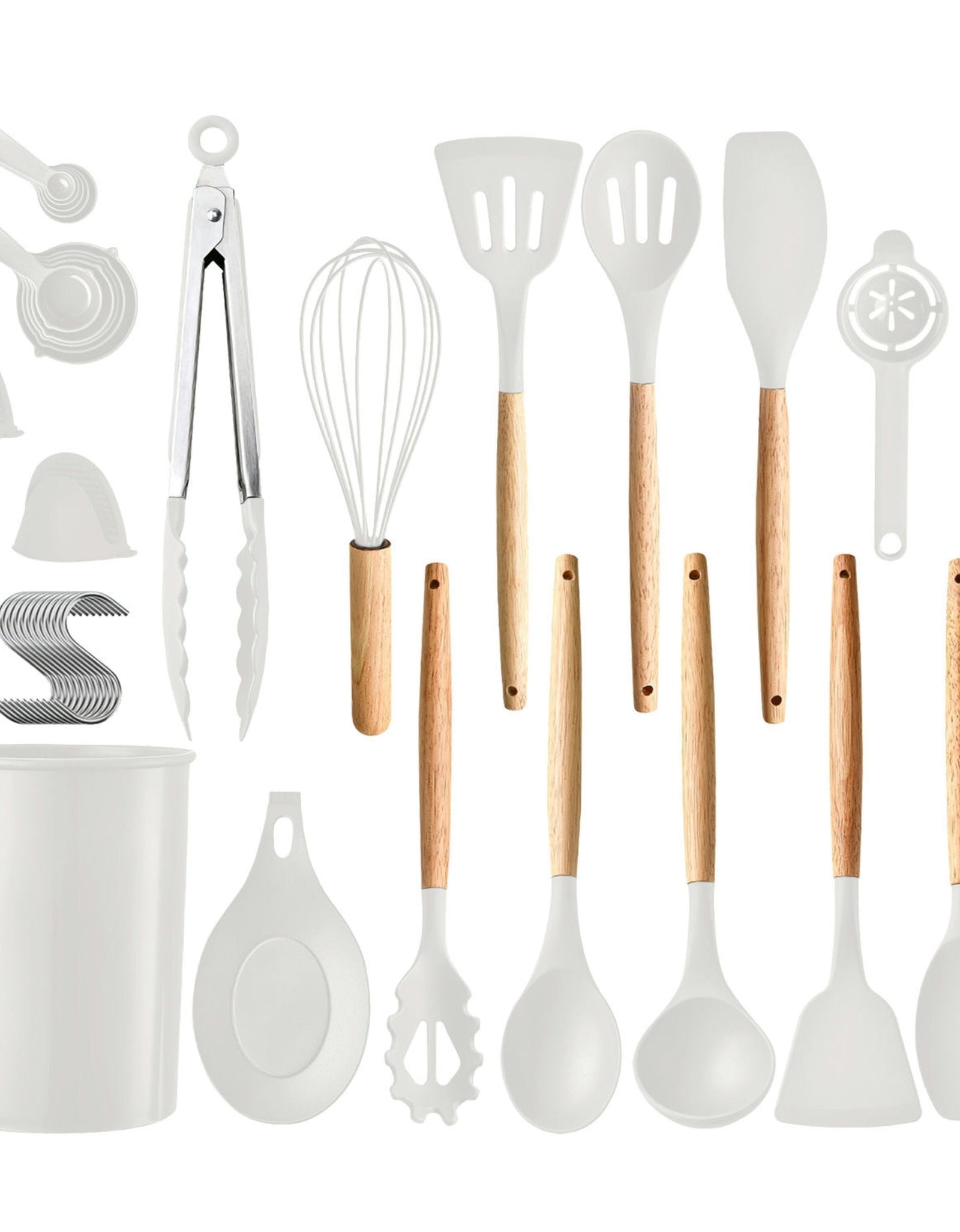 35Pcs Kitchen Cooking Utensils Set Spatula Set Baking Utensil Set Kitchen Accessories Necessities with Holder Egg Whisk Separator Tong Turner Spoons C