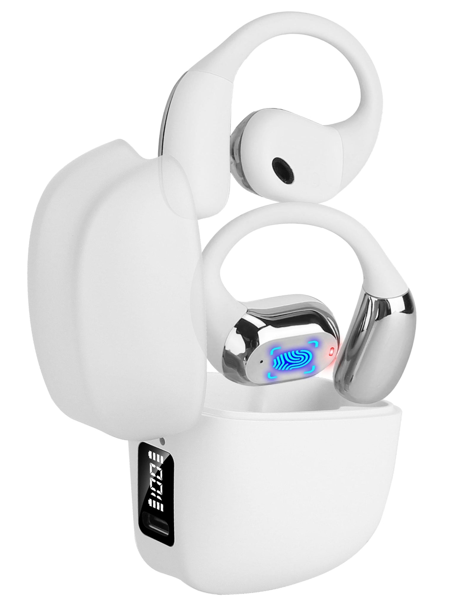 Wireless V5.4 Open Ear Earbuds, LED Display, IPX5, 300Hrs Standby, Touch Control