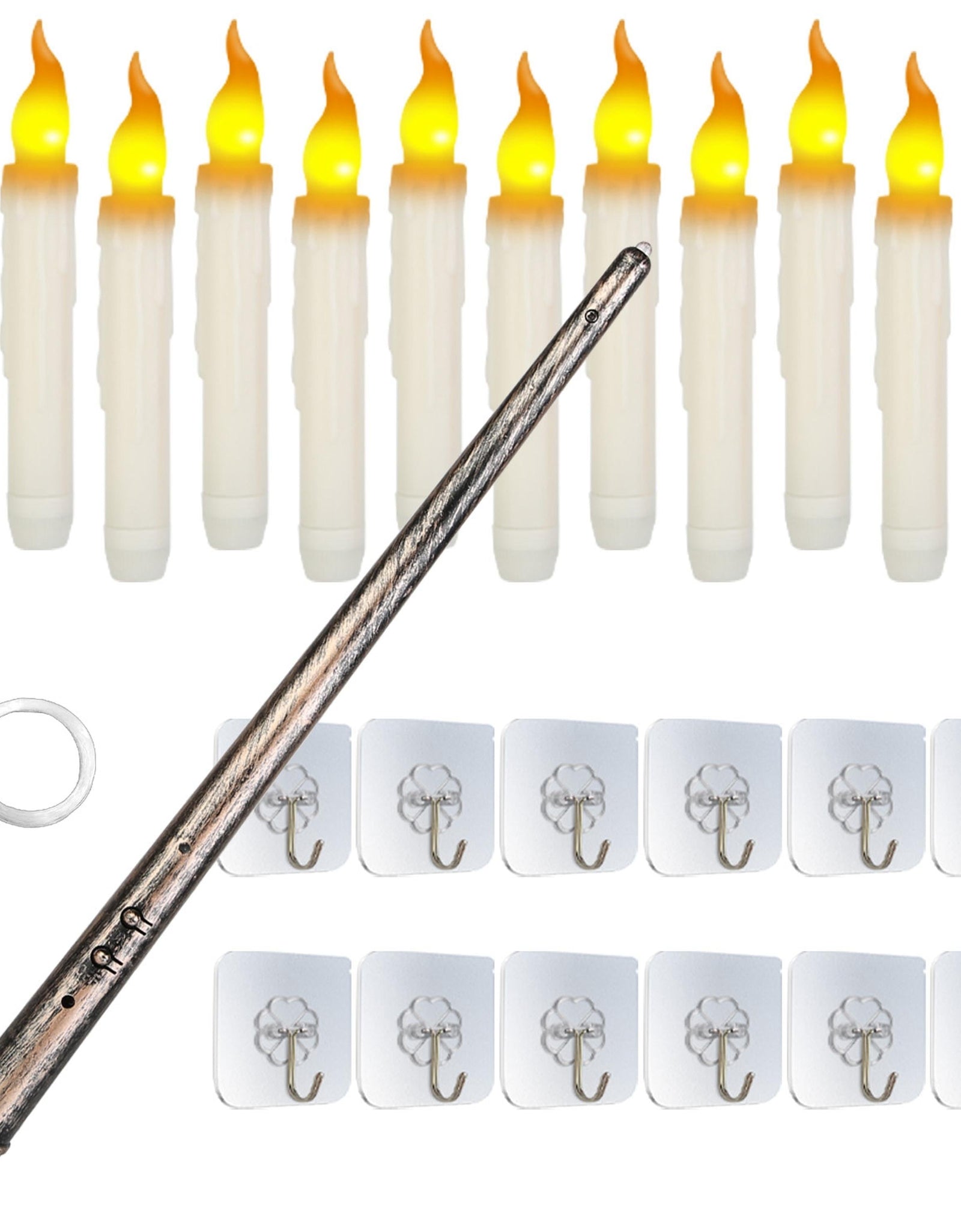 12-Pcs Flameless Floating Candles, LED Magic Hanging Lights, Battery Operated with Remote