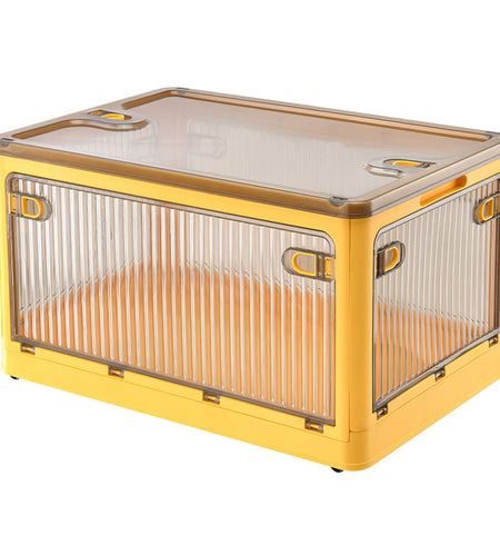 70QT/66L Foldable Storage Bins with Lid 4 Doors Collapsible Stackable Closet Organizer Containers with Lock 4Pcs Wheels