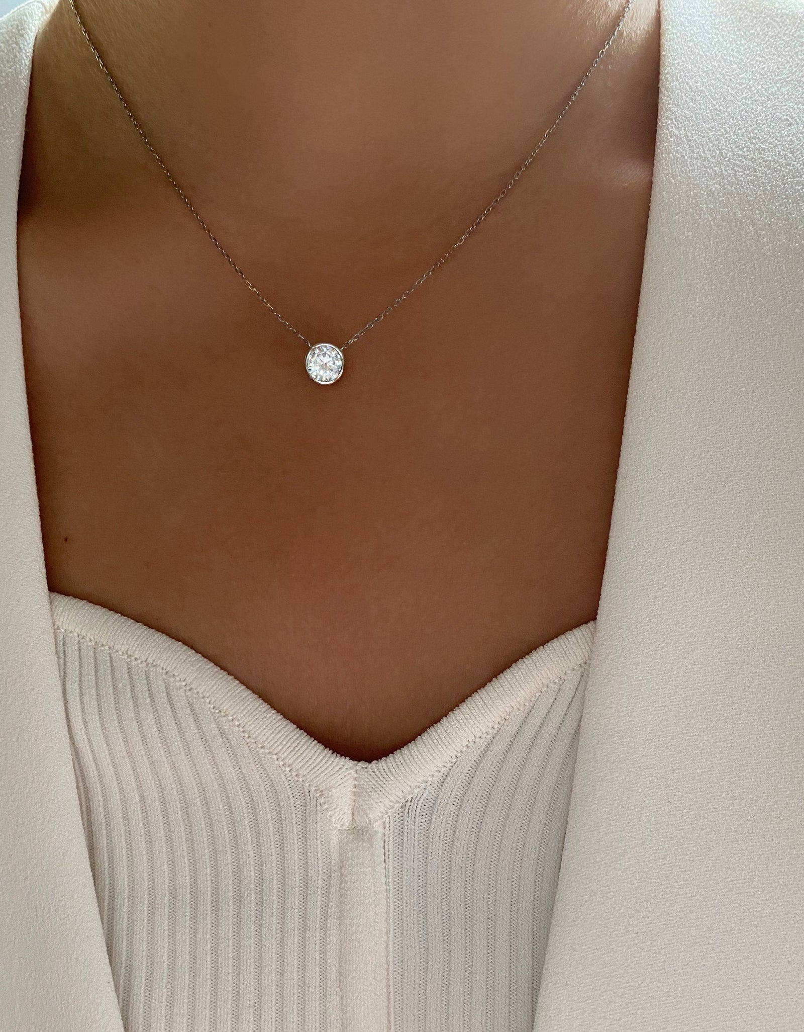 Vega Solitaire Necklace - Multiple Sizes by Brilliant Carbon