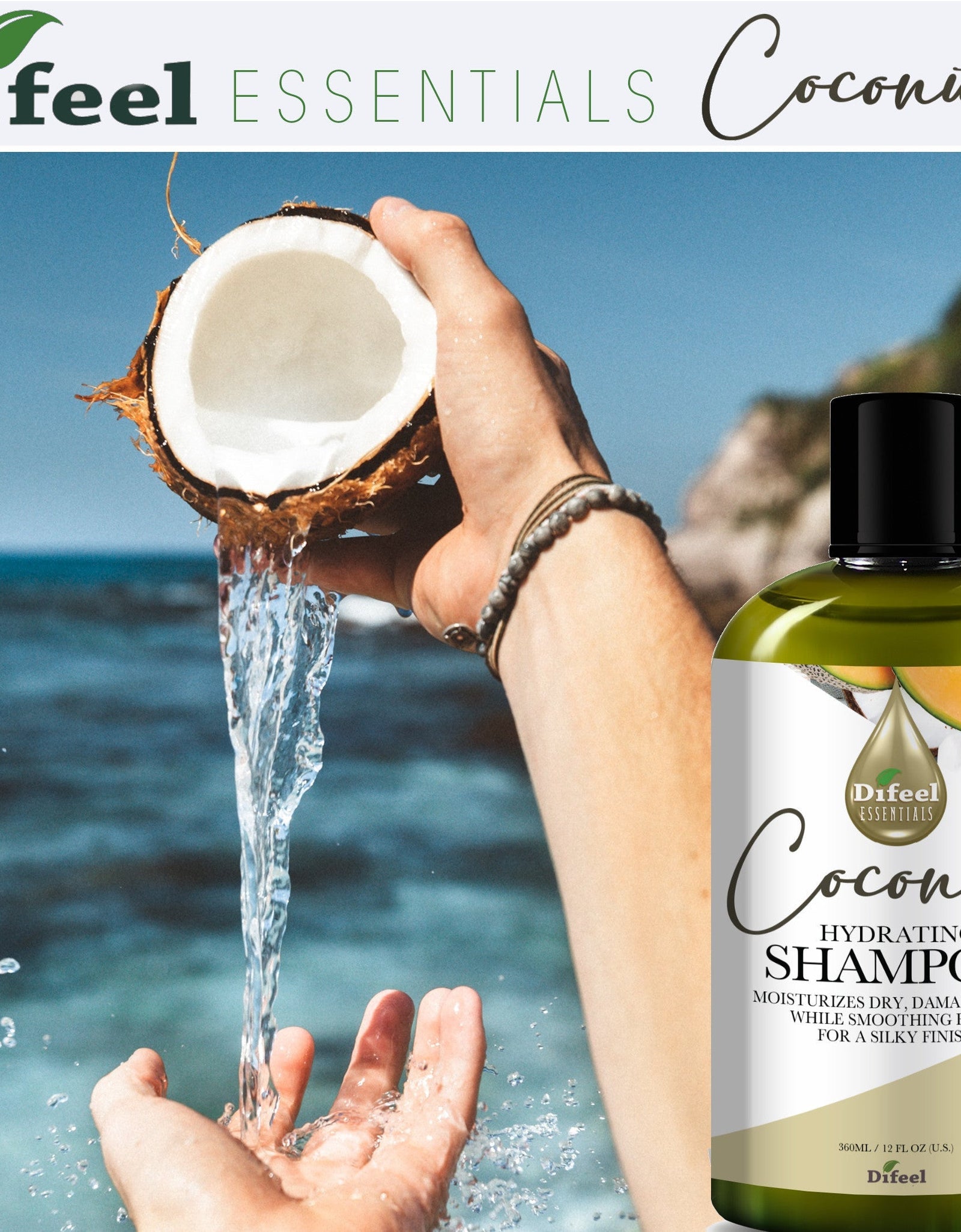 Difeel Essentials Hydrating Coconut - Shampoo 12 oz. by difeel - find your natural beauty