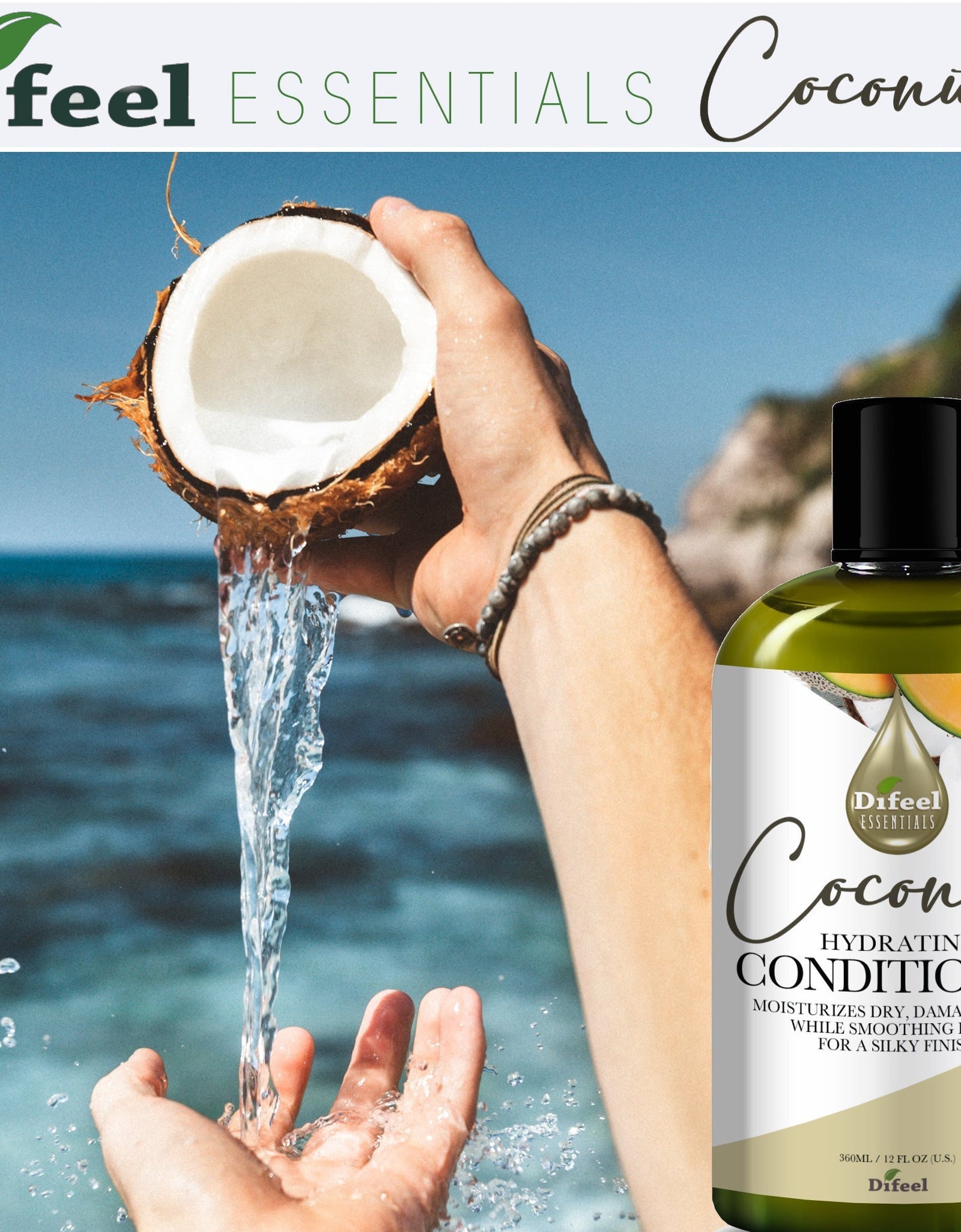 Difeel Essentials Hydrating Coconut - Conditioner 12 oz. by difeel - find your natural beauty