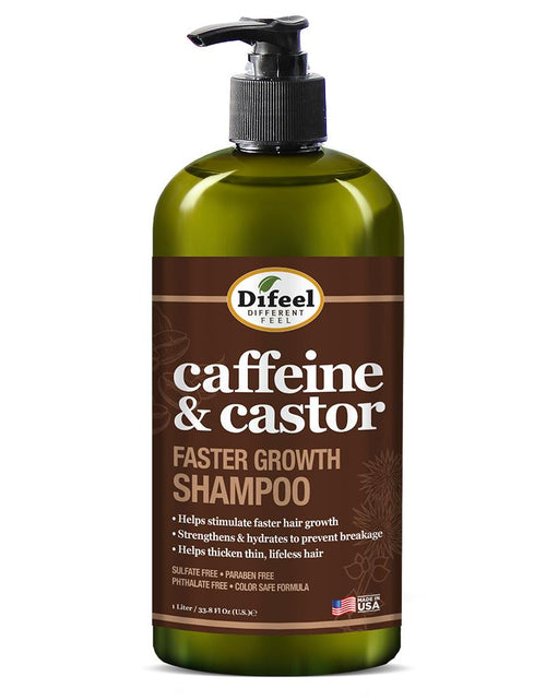 Load image into Gallery viewer, Difeel 3-PC Caffeine &amp; Castor Shampoo, Conditioner &amp; Hair Oil for Faster Hair Growth - with 33.8 oz. Shampoo, 33.8 oz. Conditioner &amp; 7.78 oz. Hair Oil by difeel - find your natural beauty
