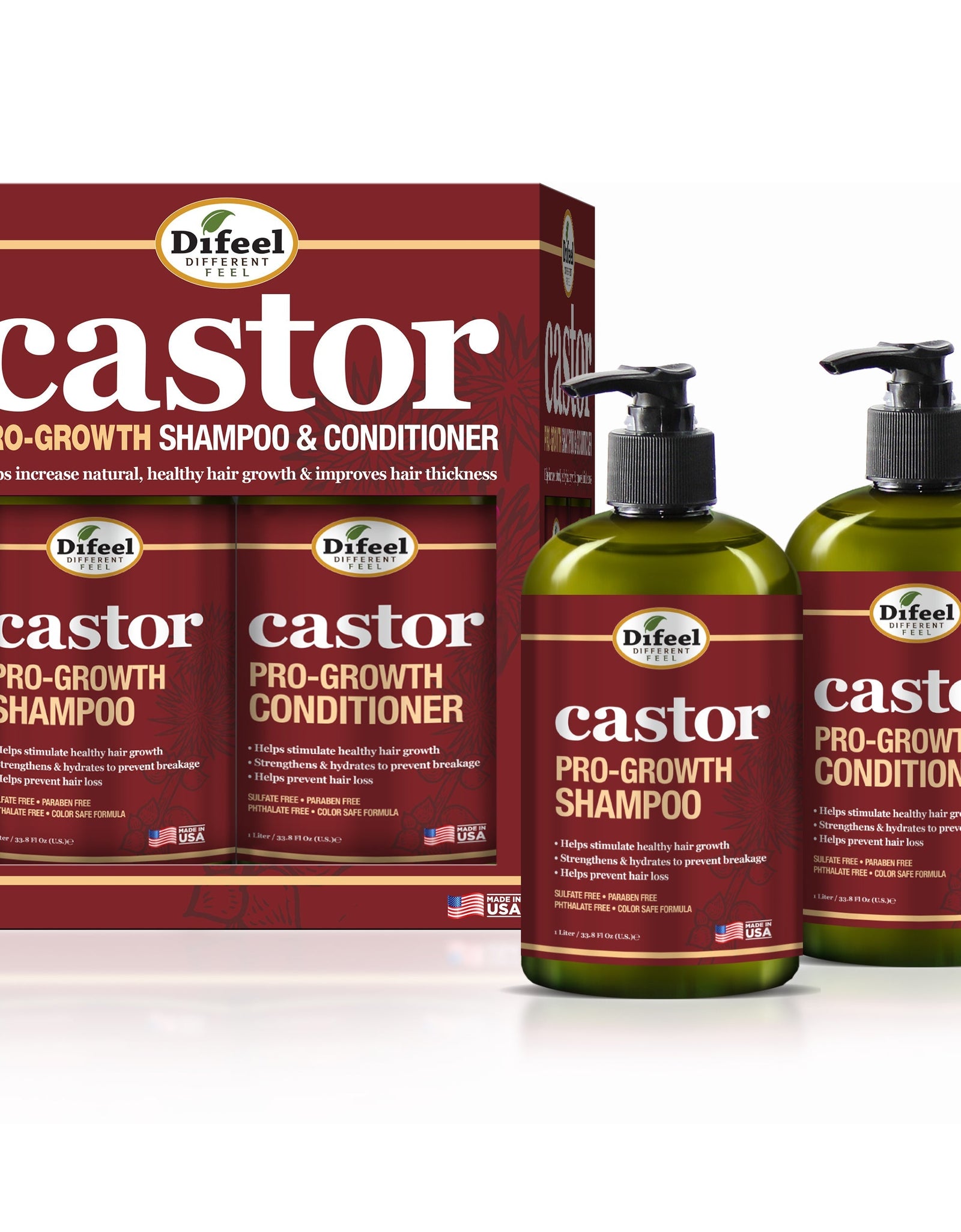 Difeel Castor Pro-Growth Shampoo 12 oz. & Conditioner 12 oz. (2-Piece Gift Set) by difeel - find your natural beauty