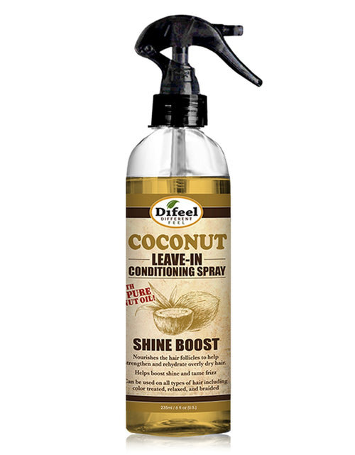 Load image into Gallery viewer, Difeel Shine Boost Leave in Conditioning Spray with 100% Pure Coconut Oil 6 oz. by difeel - find your natural beauty
