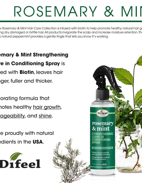 Load image into Gallery viewer, Difeel Rosemary and Mint Strengthening Leave-In Conditioning Spray with Biotin 6 oz. by difeel - find your natural beauty

