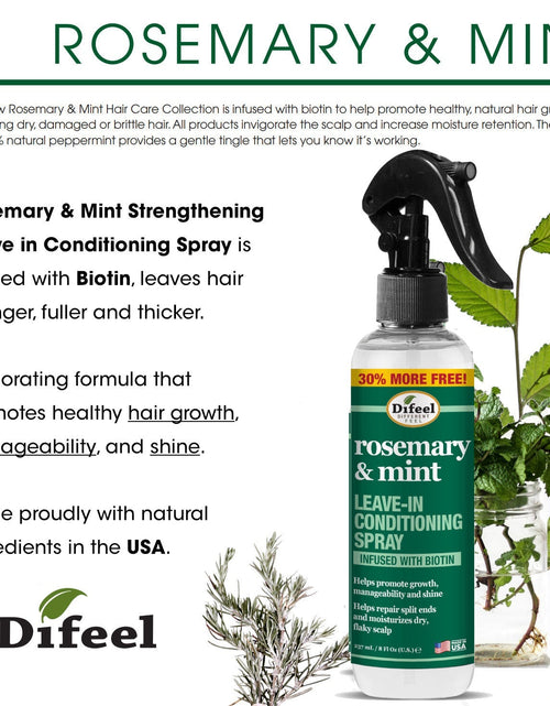 Load image into Gallery viewer, Difeel Rosemary and Mint Biotin Strengthening Leave-In Conditioning Spray Bonus 8oz. by difeel - find your natural beauty
