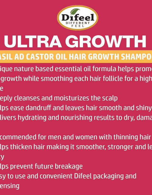 Load image into Gallery viewer, Difeel Ultra Growth Basil &amp; Castor Oil Pro Growth Shampoo 12 oz by difeel - find your natural beauty

