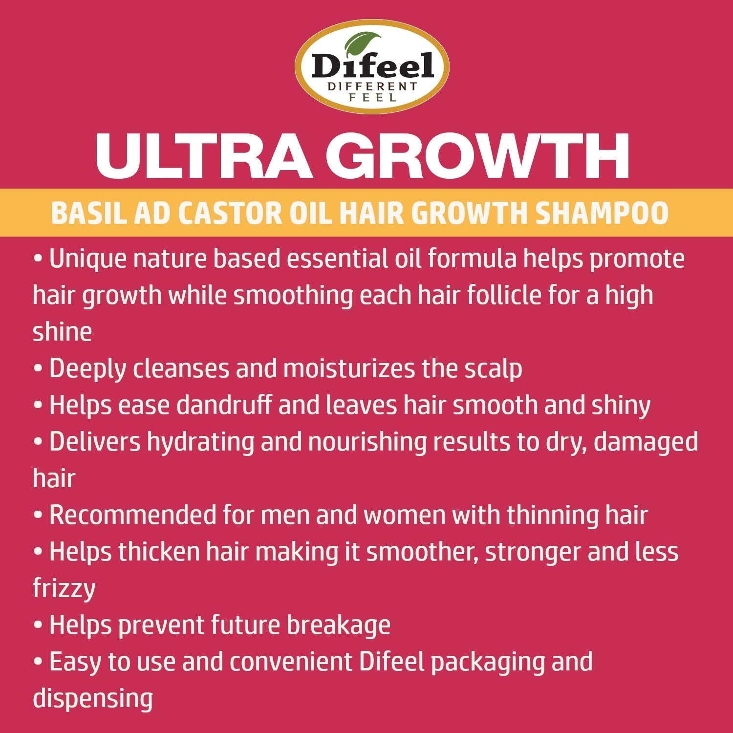Difeel Ultra Growth Basil & Castor Oil Pro Growth Shampoo 12 oz by difeel - find your natural beauty