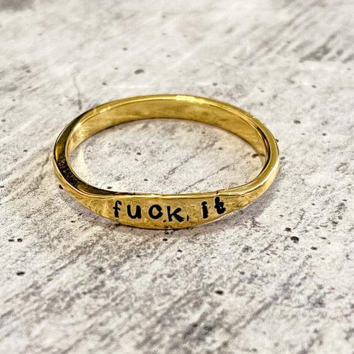 Load image into Gallery viewer, FUCK IT Dainty Gold Ring by Salt and Sparkle
