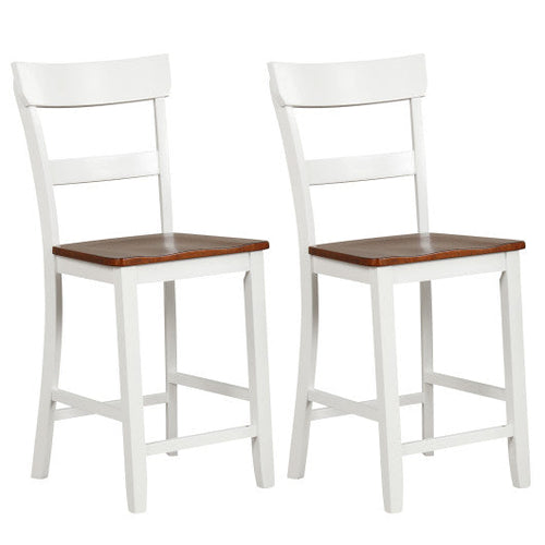 Load image into Gallery viewer, Farmhouse Dining Bar Stool Set of 2 with Solid Rubber Wood Frame-White
