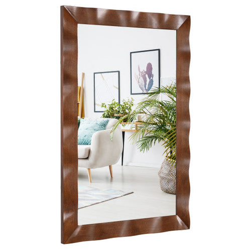 Load image into Gallery viewer, 41.5 x 28 inches Farmhouse Wall Mirror with Solid Wood Frame-Brown
