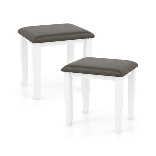 Load image into Gallery viewer, Faux Leather Vanity Stool Chair Set of 2 for Makeup Room and Living Room-Gray and White
