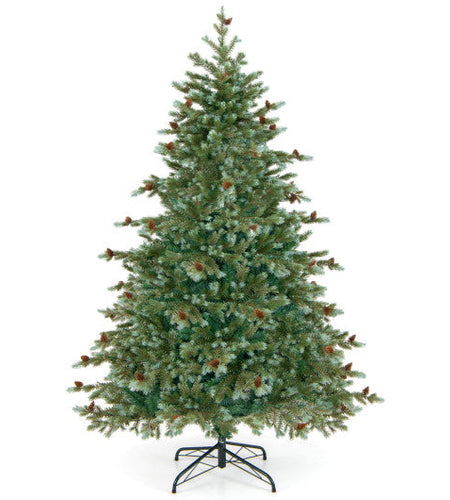 6/7/8 Feet Christmas Tree with Warm White LED Lights and Pine Cones-6 ft