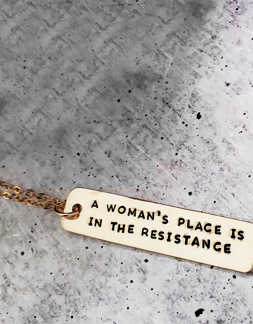 Load image into Gallery viewer, Feminist Vertical Bar Necklace by Salt and Sparkle
