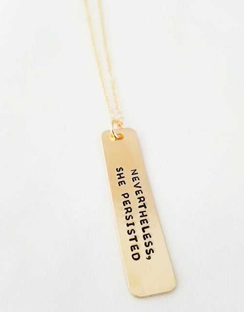 Load image into Gallery viewer, Feminist Vertical Bar Necklace by Salt and Sparkle
