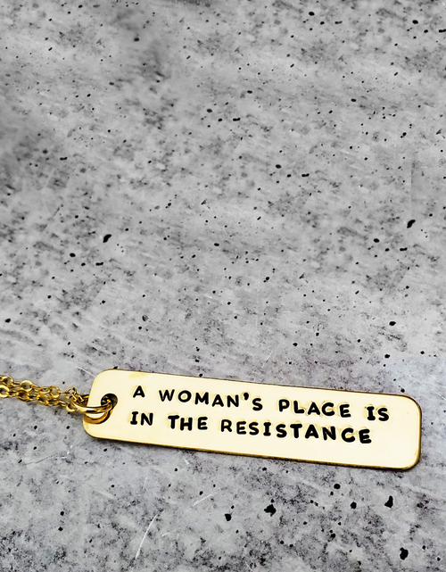 Load image into Gallery viewer, Feminist Vertical Bar Necklace by Salt and Sparkle
