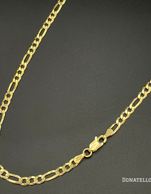 Load image into Gallery viewer, Sterling Silver 925 Figaro Link Chain 3.5MM, 16"-24", Figaro Chain Necklace, 14K Yellow Gold Plated Italian Made Sterling Silver 925 Unisex Chain by Donatello Gian
