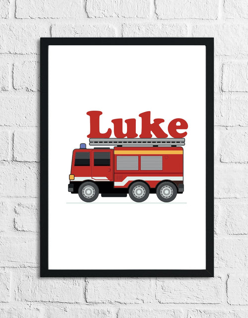 Load image into Gallery viewer, Personalised Fire Engine Name Children's Room Wall Decor Print by WinsterCreations™ Official Store
