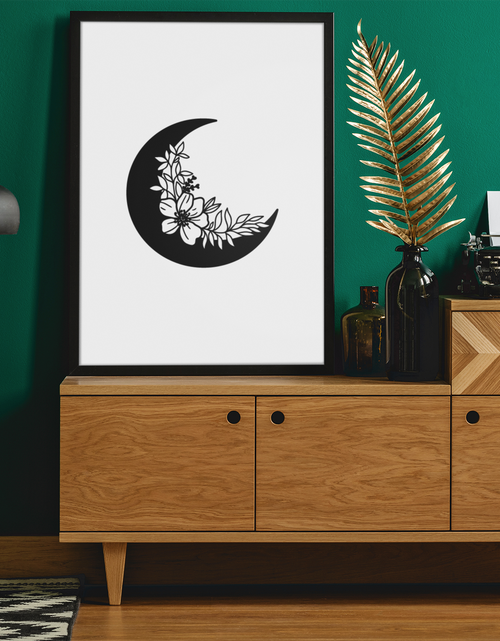 Load image into Gallery viewer, Floral Moon No.2 2022 Boho Hippie Simple Home Wall Decor Print by WinsterCreations™ Official Store
